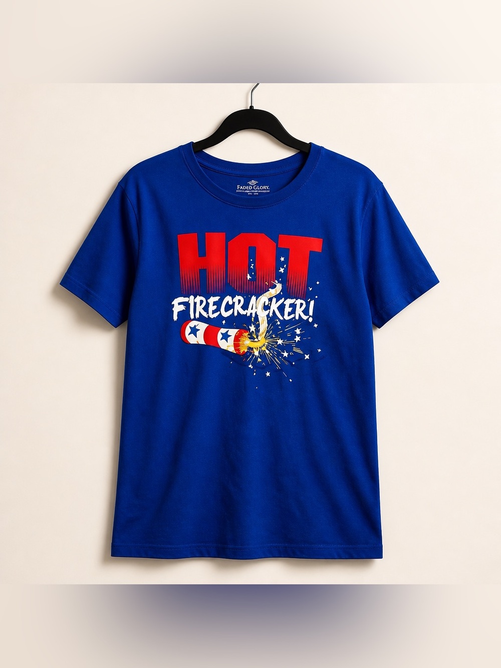 Faded Glory XL 16/18 Cotton Hot Firecracker Holiday Tee